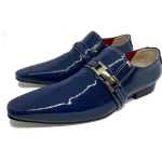 Sapato Masculino Italiano em Couro Social Executivo Azul Andrade Bico Fino Ref: 483 Azul