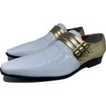 Sapato Masculino Italiano em Couro Social Executivo Branco Jack Bico Fino 484 Branco Branco