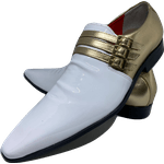 Sapato Masculino Italiano em Couro Social Executivo Branco Jack Bico Fino 484 Branco Branco