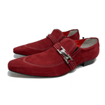 Sapato Masculino Italiano em Couro Social Executivo Vermelho Amazon Bico Fino Ref: 485 Vermelho