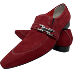 Sapato Masculino Italiano em Couro Social Executivo Vermelho Amazon Bico Fino Ref: 485 Vermelho