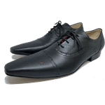 Sapato Masculino Italiano em Couro Social Executivo Calme Bico Fino Ref: 488 Preto Preto