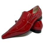 Sapato Masculino Italiano em Couro Social Executivo Vermelho Lumon Bico Fino Ref: 491 Vermelho