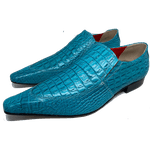 Sapato Masculino Italiano em Couro Social Executivo Azul Durkheim Bico Fino Ref: 492 Azul