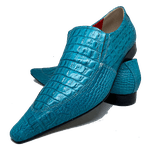 Sapato Masculino Italiano em Couro Social Executivo Azul Durkheim Bico Fino Ref: 492 Azul