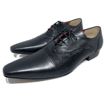 Sapato Masculino Italiano em Couro Social Executivo Journal Bico Fino Ref: 495 Preto Preto