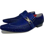 Sapato Masculino Italiano em Couro Social Executivo Azul Mersault Bico Fino Ref: 500 Azul