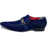 Sapato Masculino Italiano em Couro Social Executivo Azul Mersault Bico Fino Ref: 500 Azul
