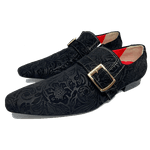 Sapato Masculino Italiano em Couro Social Executivo Basilico Bico Fino Ref: 501 Preto Preto