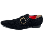 Sapato Masculino Italiano em Couro Social Executivo Basilico Bico Fino Ref: 501 Preto Preto