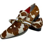 Sapato Masculino Italiano em Couro Social Executivo Marrom Cow Bico Fino Ref: 505 Marrom