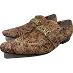 Sapato Masculino Italiano em Couro Social Executivo Marrom Zebra Bico Fino Ref: 507 Marrom