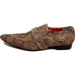 Sapato Masculino Italiano em Couro Social Executivo Marrom Zebra Bico Fino Ref: 507 Marrom