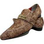 Sapato Masculino Italiano em Couro Social Executivo Marrom Zebra Bico Fino Ref: 507 Marrom