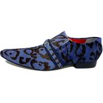 Sapato Masculino Italiano em Couro Social Executivo Azul Onça Bico Fino Ref: 508 Azul