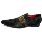 Sapato Masculino Italiano em Couro Social Executivo Dourado Pencil Bico Fino Ref: 511 Dourado Dourado