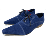 Sapato Masculino Italiano em Couro Social Executivo Azul Apogeu Bico Fino Ref: 515 Azul