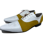 Sapato Masculino Italiano em Couro Social Executivo Amarelo Monopoly Bico Fino Ref: 519 Amarelo
