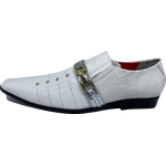 Sapato Masculino Italiano em Couro Social Executivo Branco Soul Nights Bico Fino 520 Branco Branco