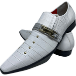 Sapato Masculino Italiano em Couro Social Executivo Branco Soul Nights Bico Fino 520 Branco Branco
