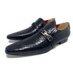 Sapato Masculino Italiano Em Couro Croko Preto Ref: D394