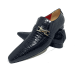 Sapato Masculino Italiano Em Couro Croko Preto Ref: D394