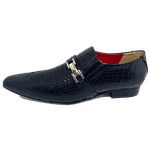 Sapato Masculino Italiano Em Couro Croko Preto Ref: D394