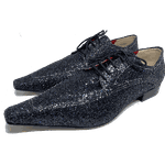 Sapato Masculino Italiano Luxury em Gliter Preto alto Brilho Ref: D478
