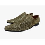 Sapato Masculino Italiano Em Couro Dourado Glitter Ref: D723