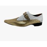 Sapato Masculino Italiano Em Couro Dourado Escama Ref: D727