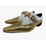 Sapato Masculino Italiano Em Couro Dourado Escama Ref: D727