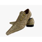 Mocassim Masculino Italiano Em Couro Dourado Social Glitter Ref: D670