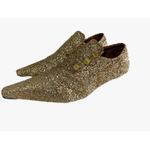 Mocassim Masculino Italiano Em Couro Dourado Social Glitter Ref: D670