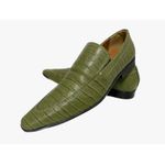 Mocassim Masculino Italiano Em Couro Social Verde Croco Verniz Ref: D676