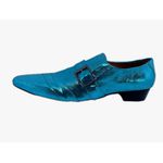 Sapato Masculino Italiano Em Couro Azul Verniz Molhado Ref: D777