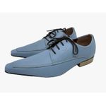 Sapato Masculino Italiano Em Couro Social Azul Pastel Ref: D804