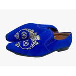 Mocassim Masculino Italiano Em Couro Social Azul Bordado Ref: D821