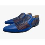 Mocassim Masculino Italiano Em Couro Social Azul Laser Ref: D842