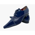 Sapato Masculino Italiano em Couro Social azul Croco - Ref: 801