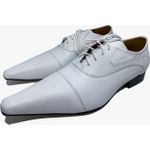 Sapato Masculino Italiano em Couro Social Executivo Branco Aurelius Bico Fino Ref: 326 Branco