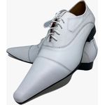 Sapato Masculino Italiano em Couro Social Executivo Branco Aurelius Bico Fino Ref: 326 Branco