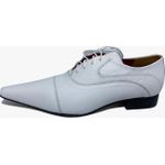 Sapato Masculino Italiano em Couro Social Executivo Branco Aurelius Bico Fino Ref: 326 Branco