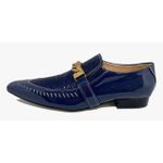 Sapato Masculino Italiano em Couro Social Executivo Azul Echoes Bico Fino Ref: 428 Azul