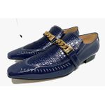 Sapato Masculino Italiano em Couro Social Executivo Azul Echoes Bico Fino Ref: 428 Azul