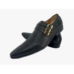 Sapato Masculino Italiano em Couro Social Executivo Bico Fino Preto Ref: 689