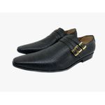 Sapato Masculino Italiano em Couro Social Executivo Bico Fino Preto Ref: 689