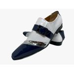 Sapato Masculino Italiano em Couro Social Executivo Bico Fino Azul Ref: 695