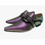 Sapato Masculino Italiano em Couro Executivo Roxo Prateado Cobra - Ref: 704