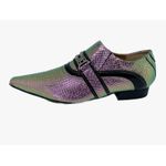 Sapato Masculino Italiano em Couro Executivo Roxo Prateado Cobra - Ref: 704