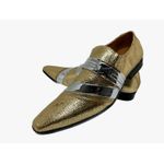 Sapato Masculino Italiano em Couro Social Dourado Glitter - Ref: 710
